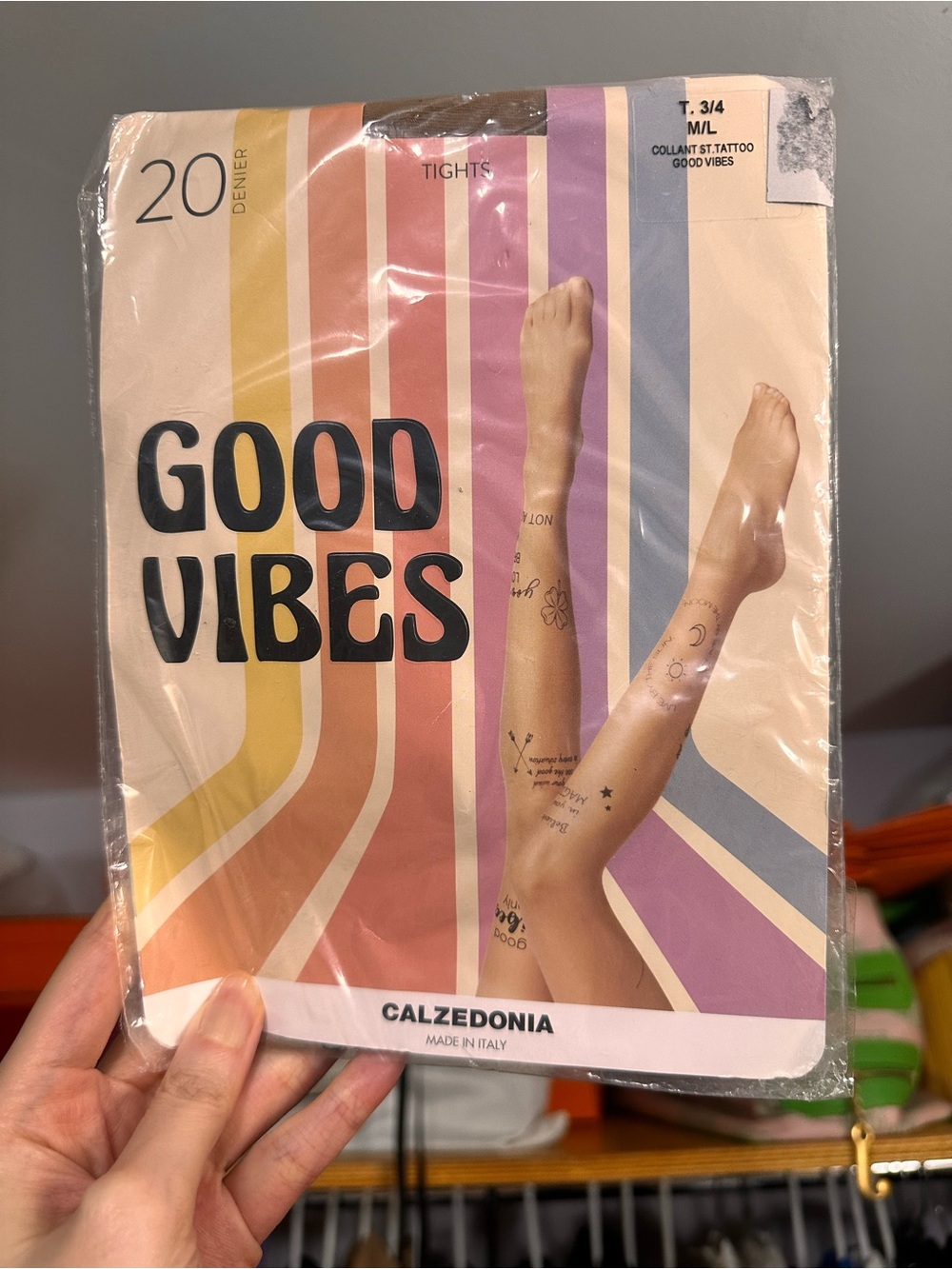 NWT Calzedonia Good Vibes Patterned Tights - Size: M/L